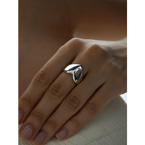 фото Кольцо на два пальца miestilo кольцо серебро 925 серебряное на палец широкое ювелирное, серебро, 925 проба, родирование, безразмерное, серый, белый