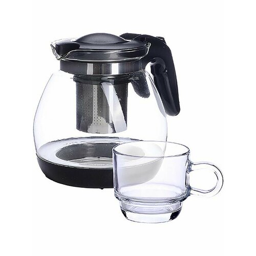 Чайник заварочный с чашками LOVWISH стеклянный 1200мл 230мл 1668₽