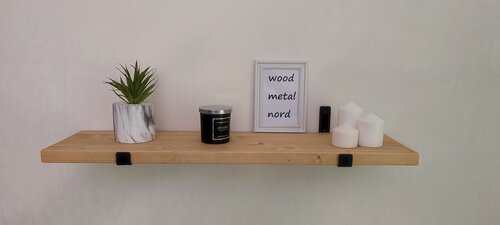 Изображение товара Полка Настенная из массива дерева Стиль Лофт.100х20х3см. Цвет Дуб