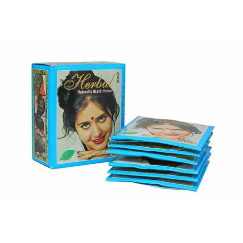 Хна индийская натуральная для волос Хербул / Herbul Henna , 60 гр. (6х10), Натурально-черная (Naturally Black)