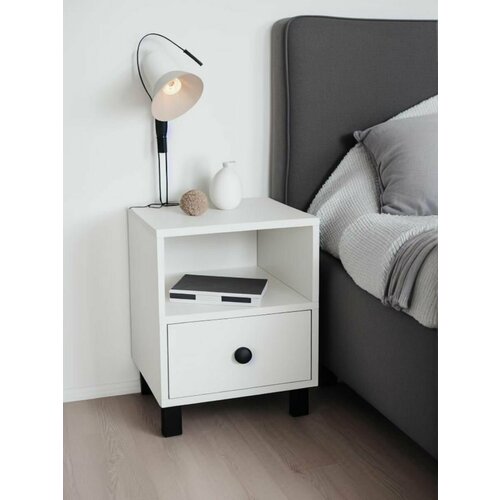 Тумба прикроватная с 1 ящиком Alubalu 45х35х35 см белая