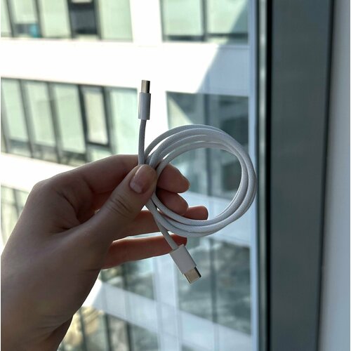 Кабель Original, USB-C - USB-C, 60Вт, 1м, нейлон, белый, Deppa 72554-OZ / Без заводской упаковки