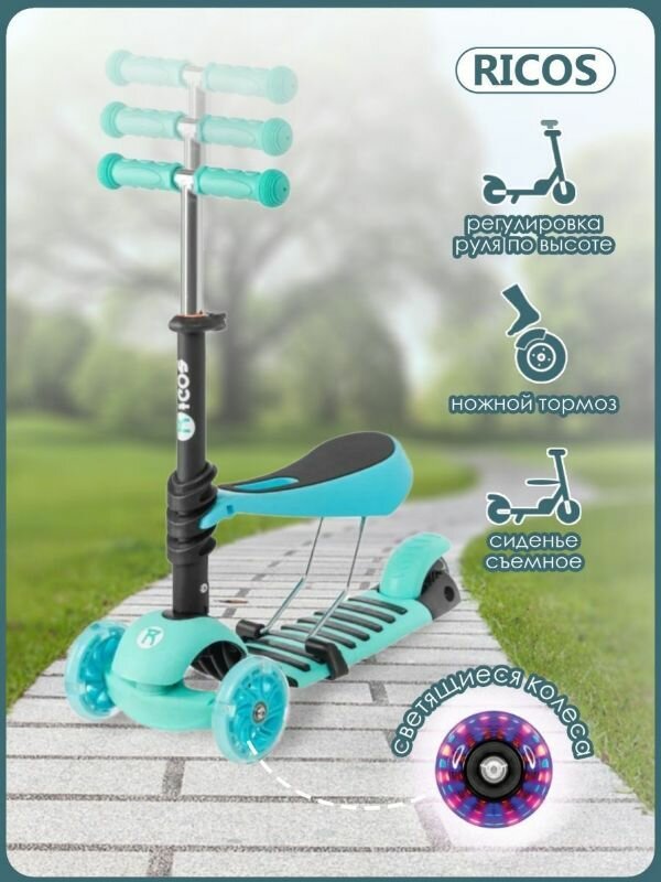 Самокат трехколесный детский Ricos Joy KB05, голубой
