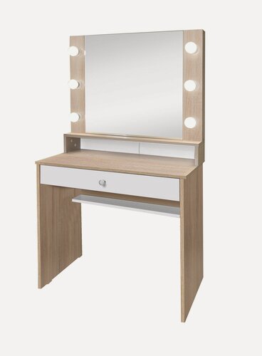 Изображение товара Туалетный столик с зеркалом ТС-7, 145х80х45 см, цвет Дуб сонома/Белый, ЛДСП