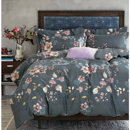 Постельное белье Розовые сны, 2спальный с простыней на резинке 160*200, сатин, хлопок, с наволочками 70х70, ОК-481-2сп-70-160