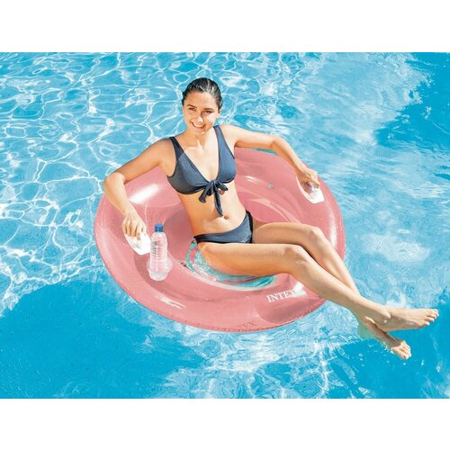 Надувной круг Sit'n Lounge INTEX с ручками, 119 см розовый