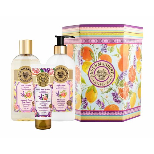 GOURMANDISE Подарочный набор Грейпфрут Лаванда 2024 Гель для душа Молочко для тела Крем для рук 75 мл 1850₽