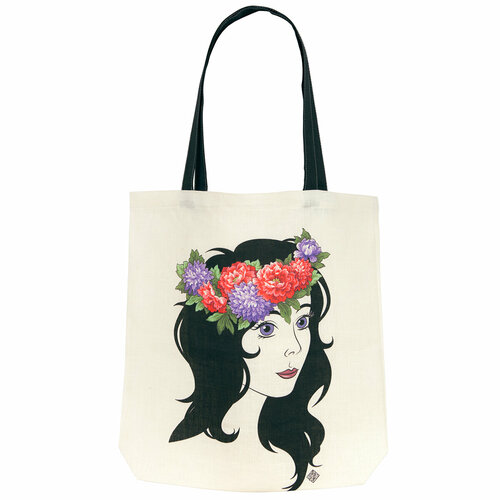 Сумка шоппер Павловопосадская платочная мануфактура, фактура зернистая, белый, черный