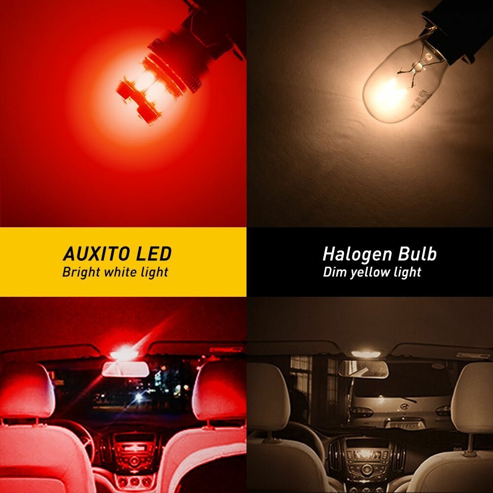 Светодиодная лампа AUXITO T10 W5W цоколь W2.1x9.5d 2шт Красный свет LED автомобильная — фото 1