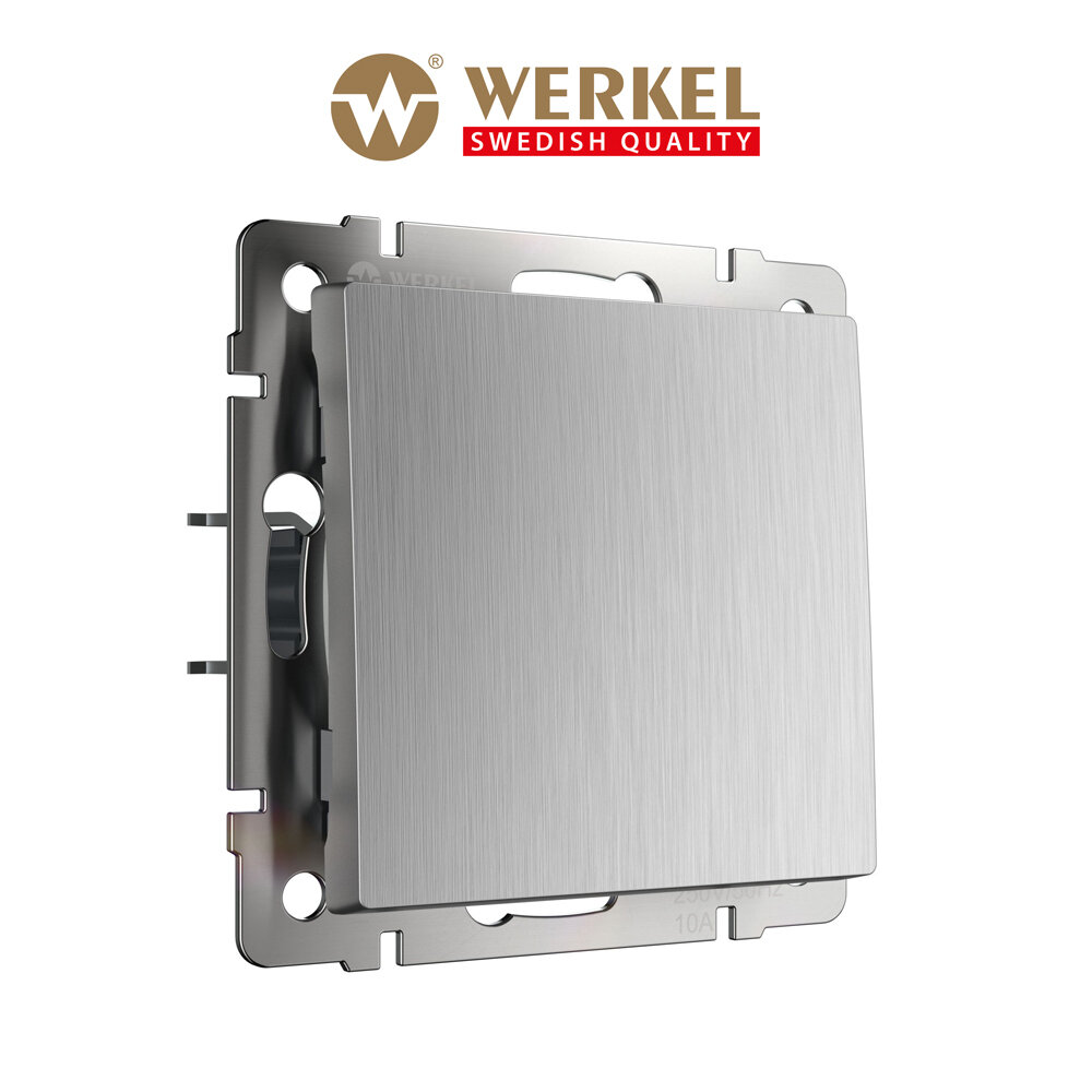 Выключатель одноклавишный встраиваемый Werkel W1110009 cеребряный рифленый IP20