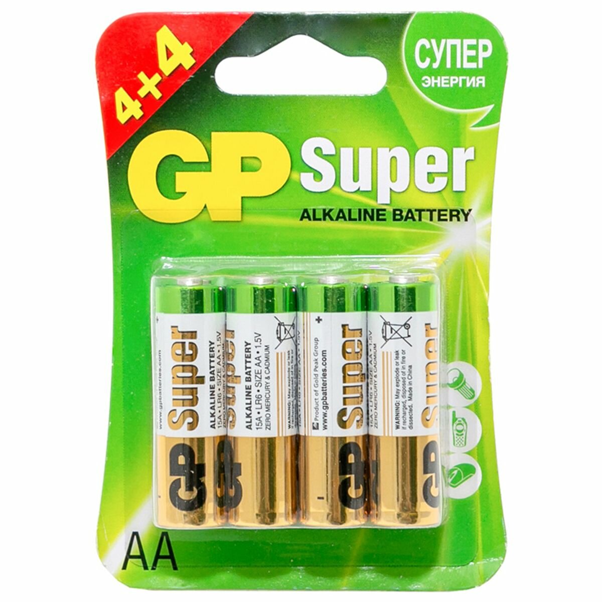Батарейка LR6 AA Alkaline Super 1,5В (4+4 штук) GP