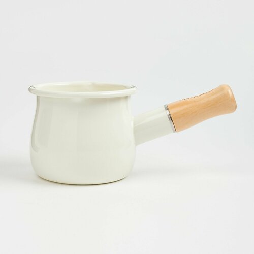 Турка, 550 мл, металл эмалированный/дерево, молочная, Nostalgia бежевый