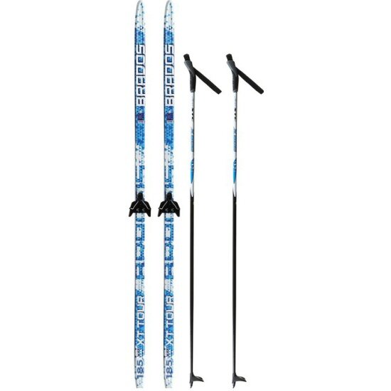 фото Лыжный комплект STC с креплениями 75 мм с палками WAX BRADOS XT BLUE 185/145