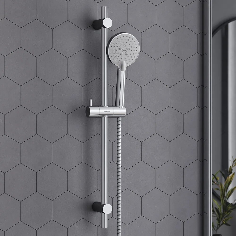 Душевой комплект Damixa Venus, серебристый, хром, круглая полочка с бортами