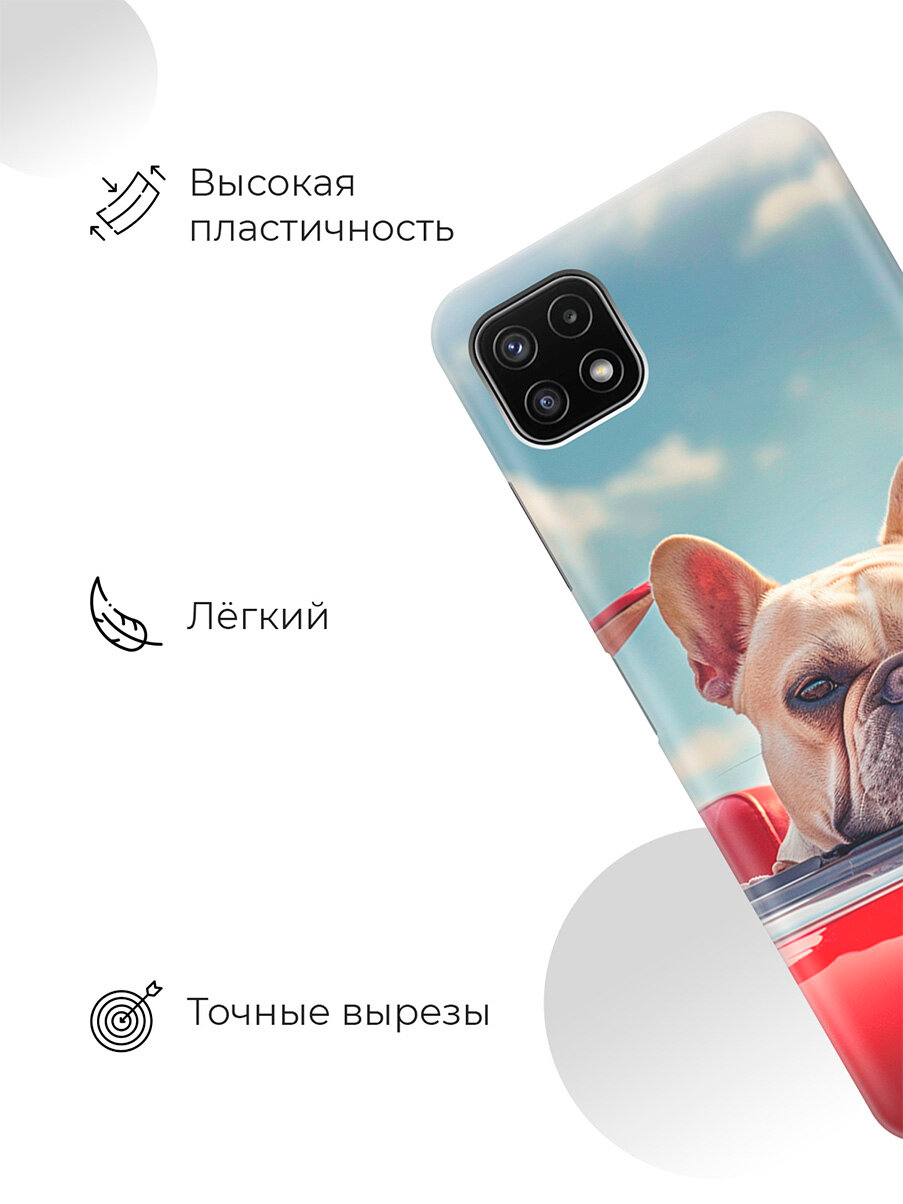 Силиконовый чехол на Samsung Galaxy A22s 5G с принтом "Бульдог в кабриолете" — фото 1