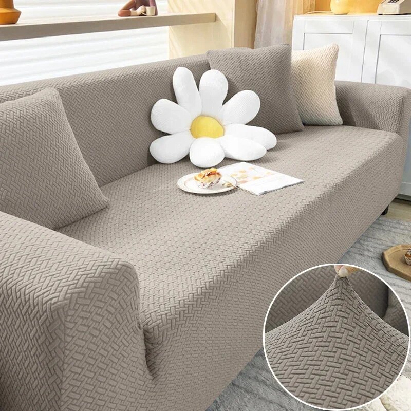 Эластичный чехол для дивана Jacquard, 100% полиэстер, 3 Seater 190-230cm, Бежевый