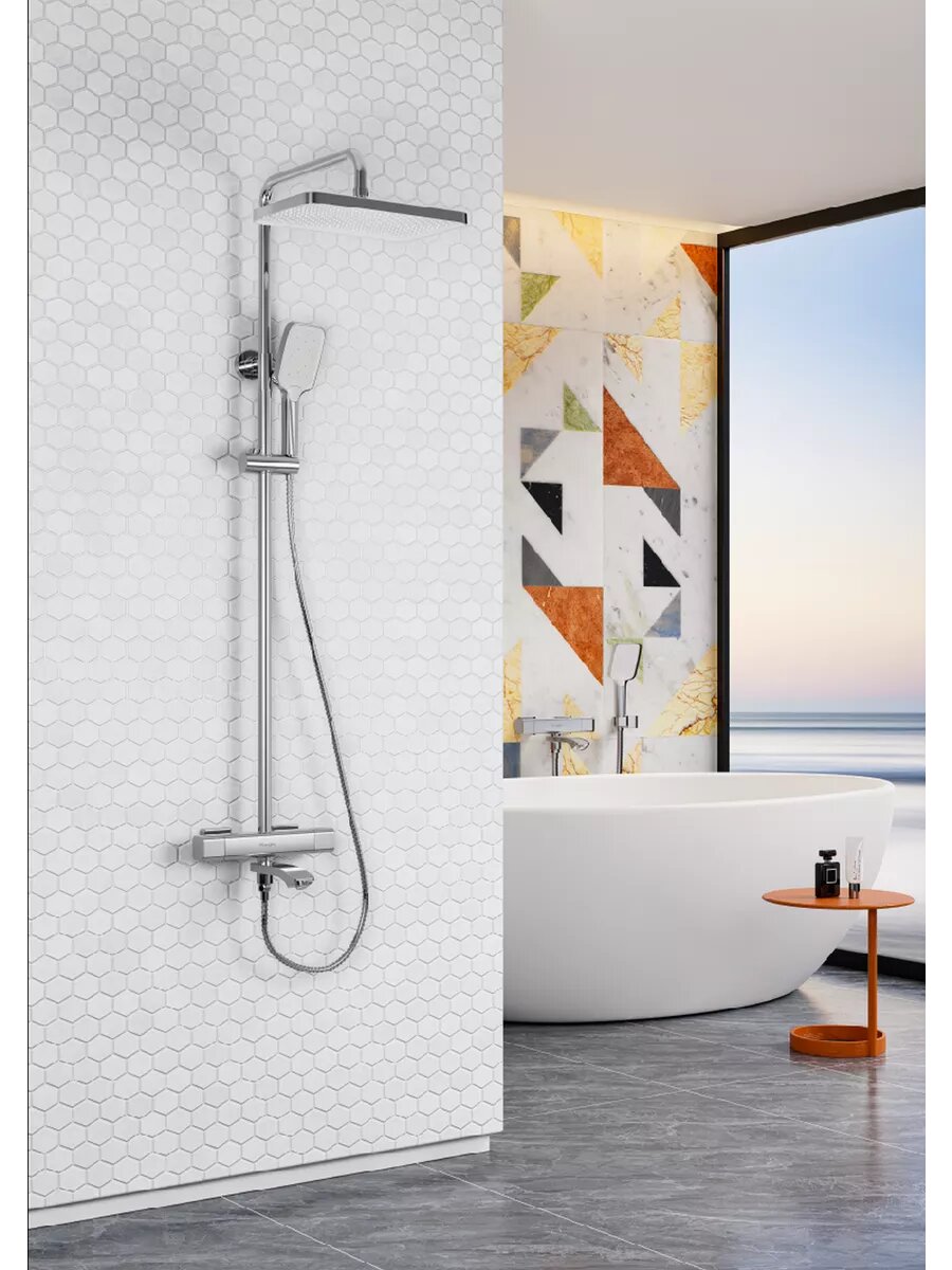 Душевая система с термостатом и тропическим душем Raglo R01.26 латунь, хром — фото 1