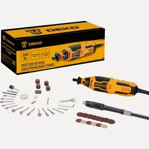 Изображение товара Электрический гравер Deko DKRT200 + набор аксессуаров 43 шт (085-1001)