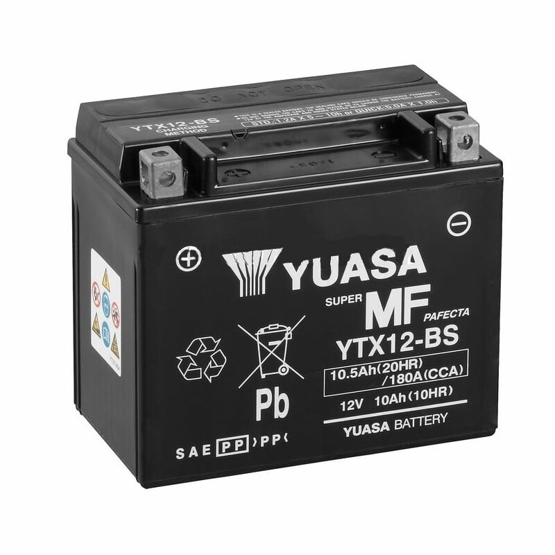 Аккумулятор YUASA YTX12-BS (12В 10.5Ач 180А 150х87х130мм) прямая полярность