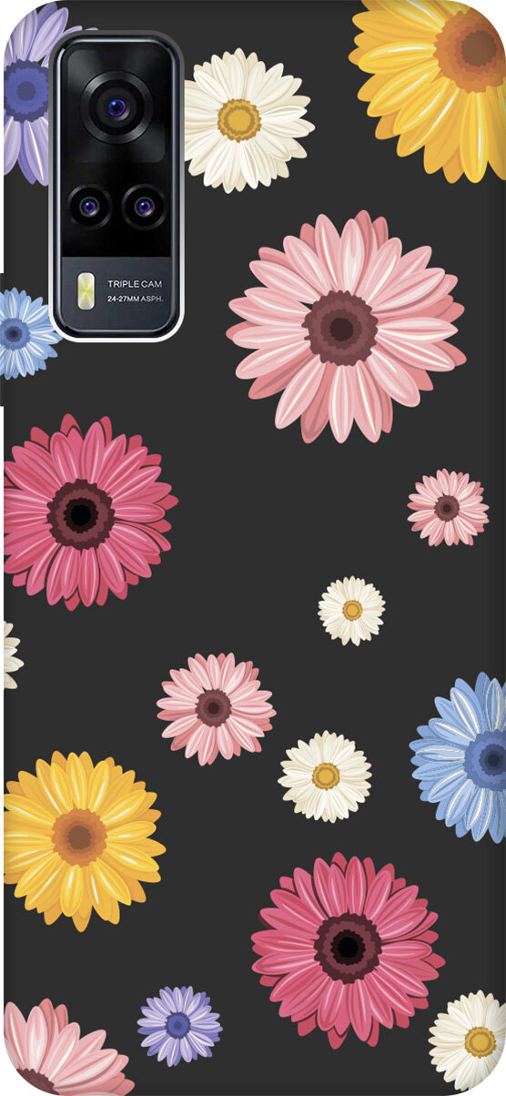 Матовый чехол Gerberas для Vivo Y31 / Y53s 4G / Y51 2020 / Виво У31 / У53с 4Г / У51 2020 с 3D эффектом черный