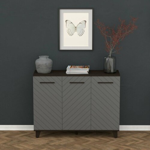 Комод Стокгольм ЛДСП Венге / МДФ Серый графит