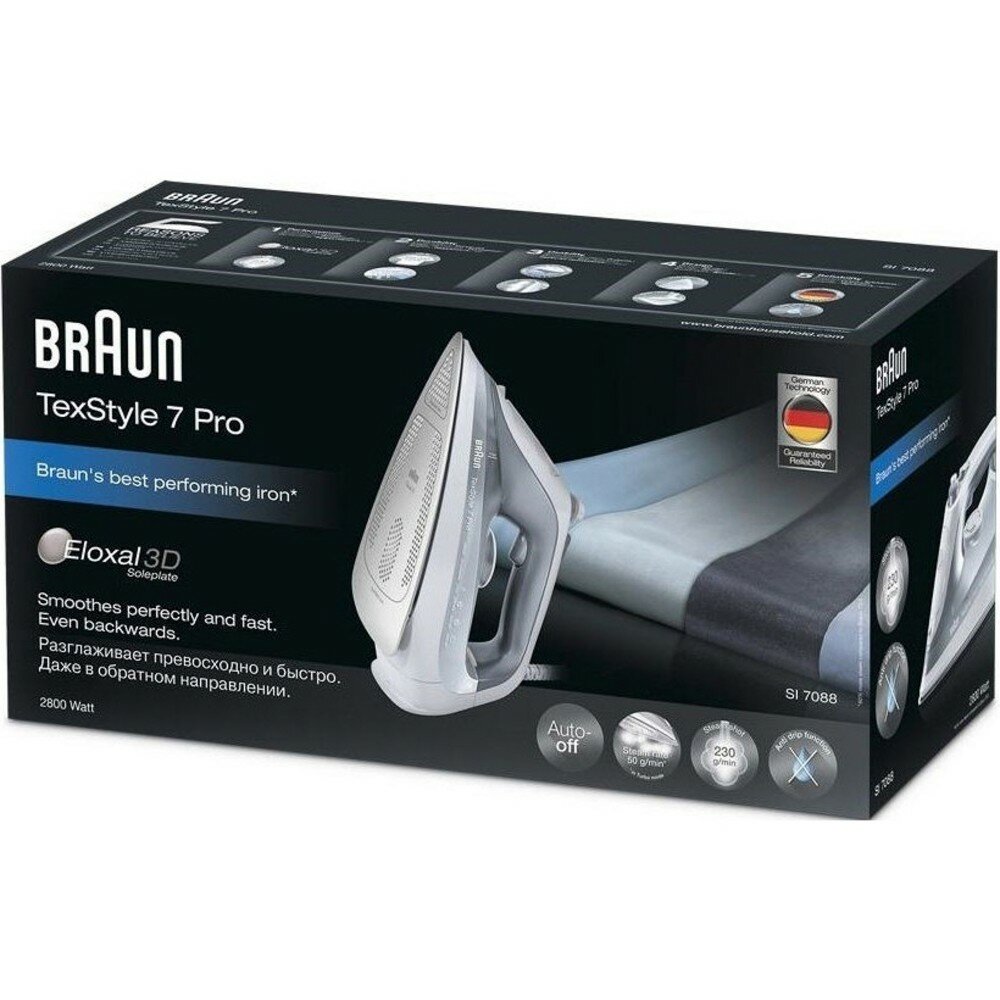 Утюг Braun TexStyle 7 Pro SI 7149 WB (127403108) (2900 Вт, с пароувлажнением, подошва Eloxal Plus) — фото 1