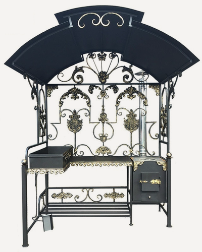 Изображение товара Кованый мангал "Делюкс Стандарт" с печью, с жаровней и дымоходом