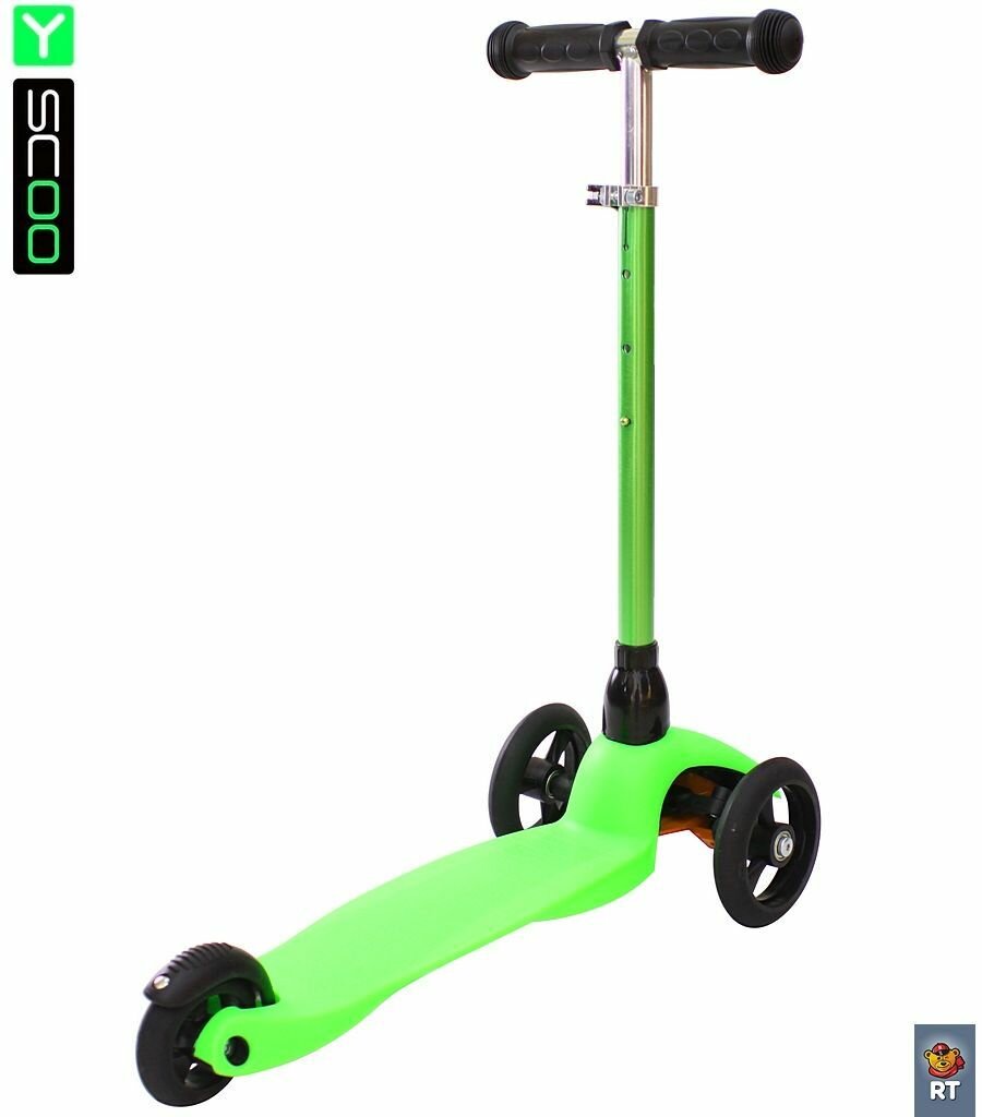 Самокат трехколесный Y-SCOO MINI GLAM METALLIC RT green — фото 1
