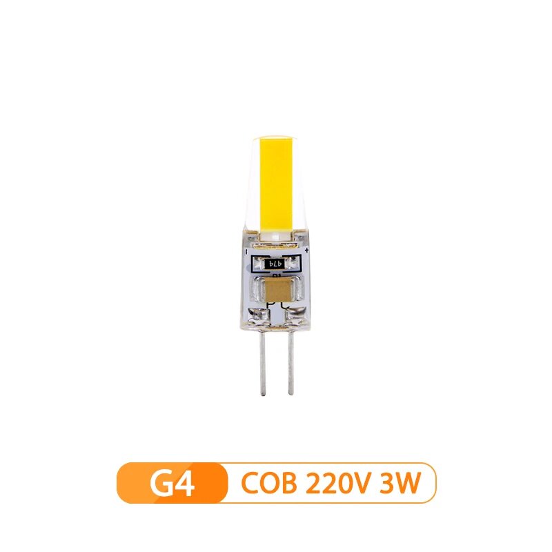 10 шт./лот COB LED G4 G9 E14 3 Вт 6 Вт Лампа переменного тока 12 В 220 В Светодиодная лампа Прожектор Люстра Освещение Замена галогенных ламп 30 Вт 60 Вт Warm White G4 AC220V 3W