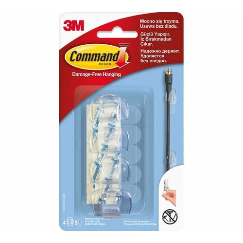 Command 17017CLR Клипса для проводов прозрачные 4 шт5 прозр пол 7100108710 336₽