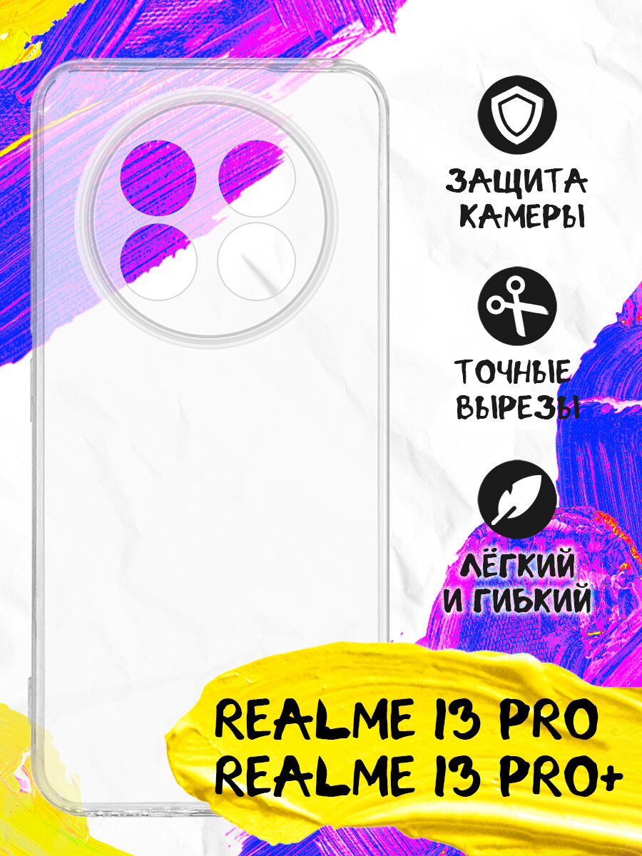 Чехол для Realme 13 Pro, Realme 13 Pro+, Реалми 13 Про, Реалми 13 Про+ JM rmClear-06 прозрачный, силикон