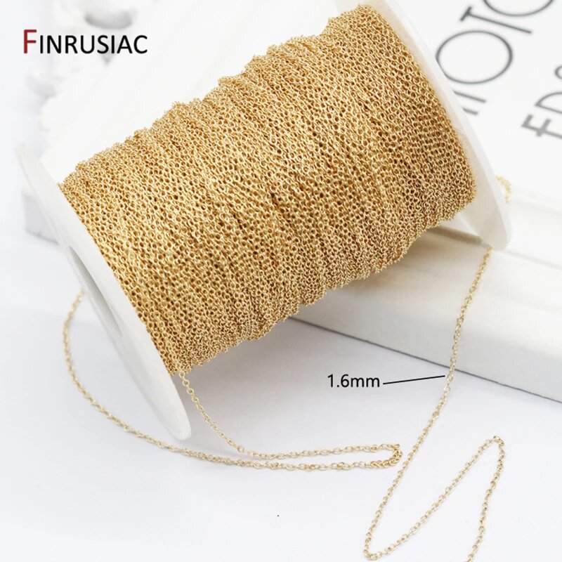 Цепочка из латуни с покрытием 14k gold plated, 1,3 мм
