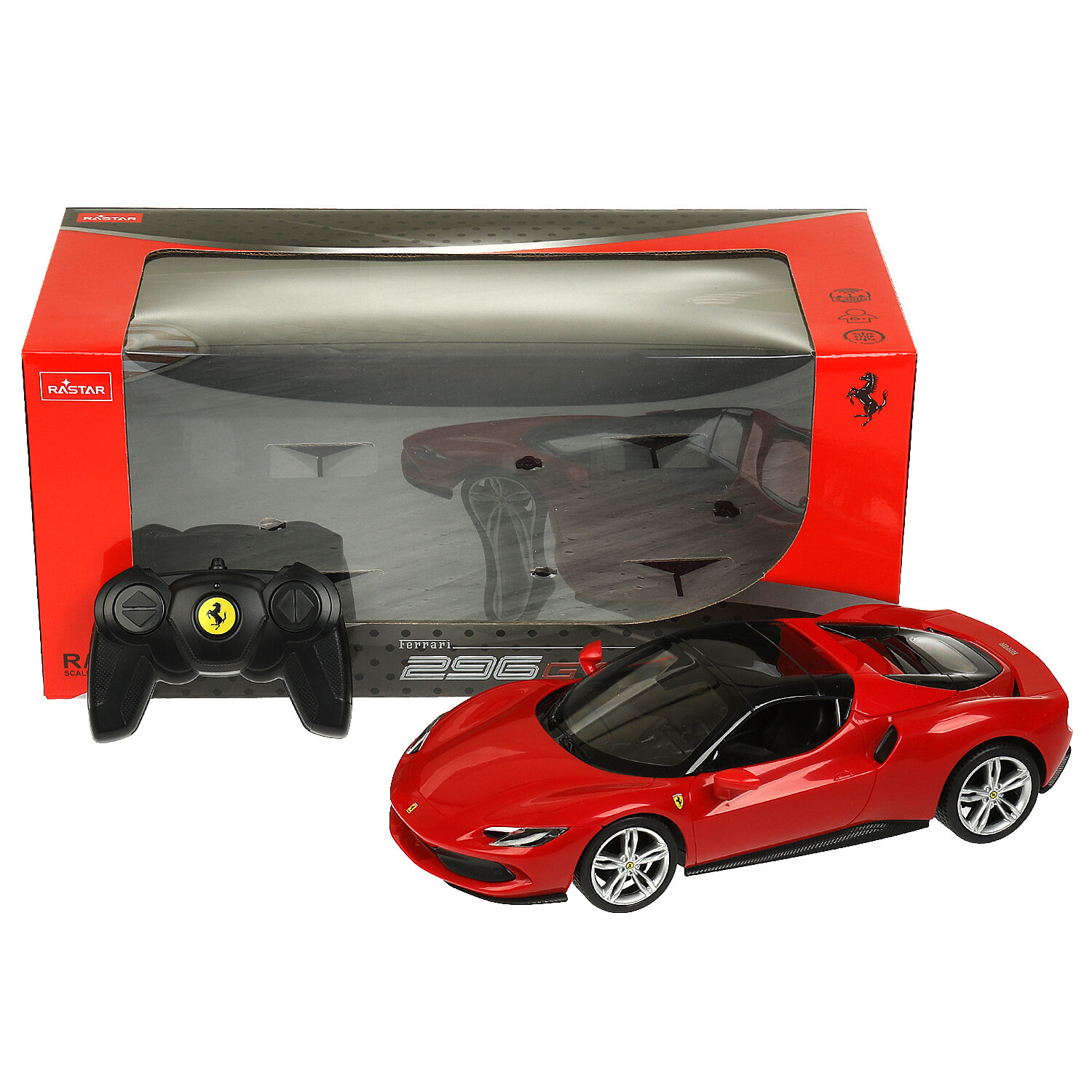 Машинка на пульте управления для детей Ferrari 296 GTS со световыми эффектами, Rastar