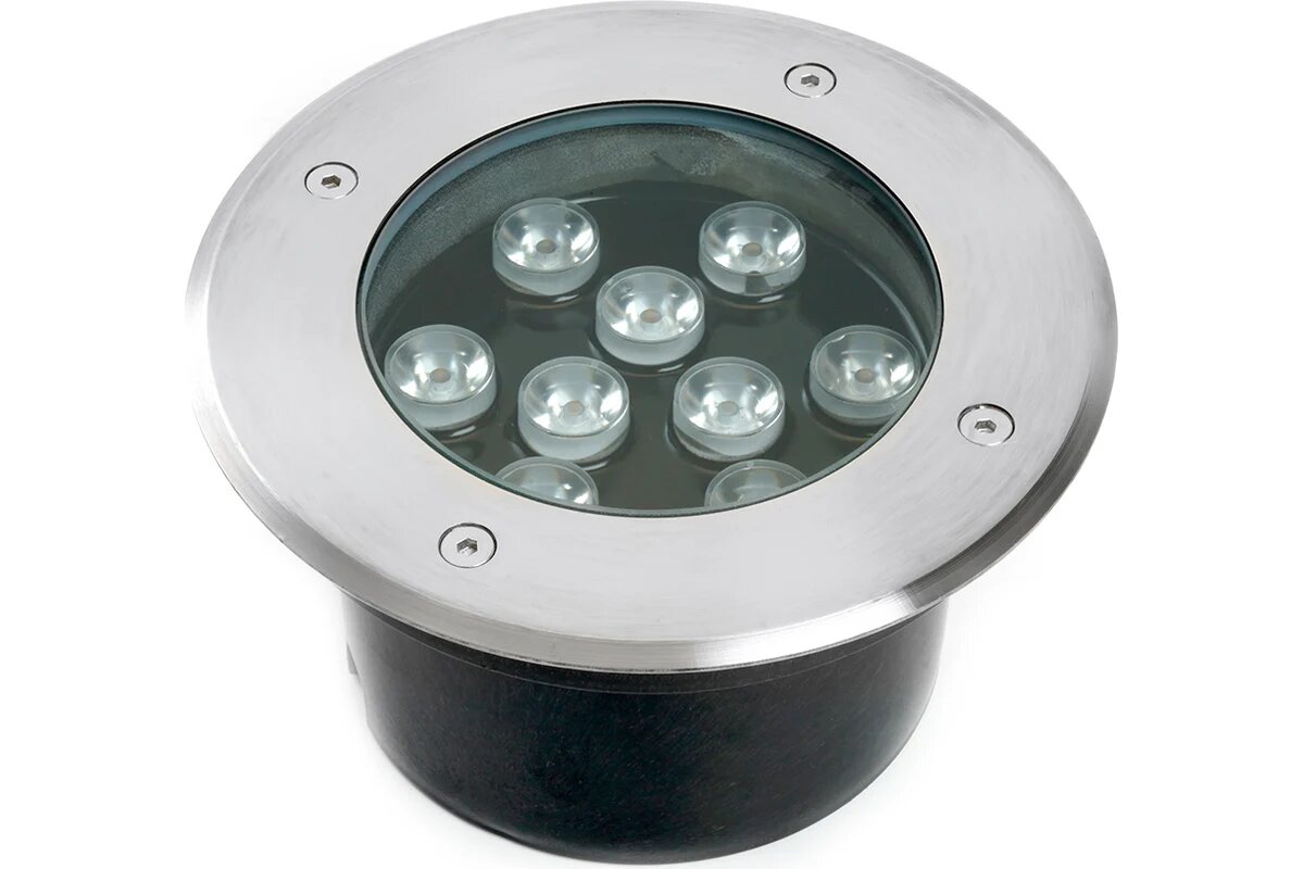 FERON Светодиодный светильник тротуарный (грунтовый) SP2803 9LED, 3000К ,10W, AC12V 160xH90mm, вн. диаметр:110mm, IP67, 48469