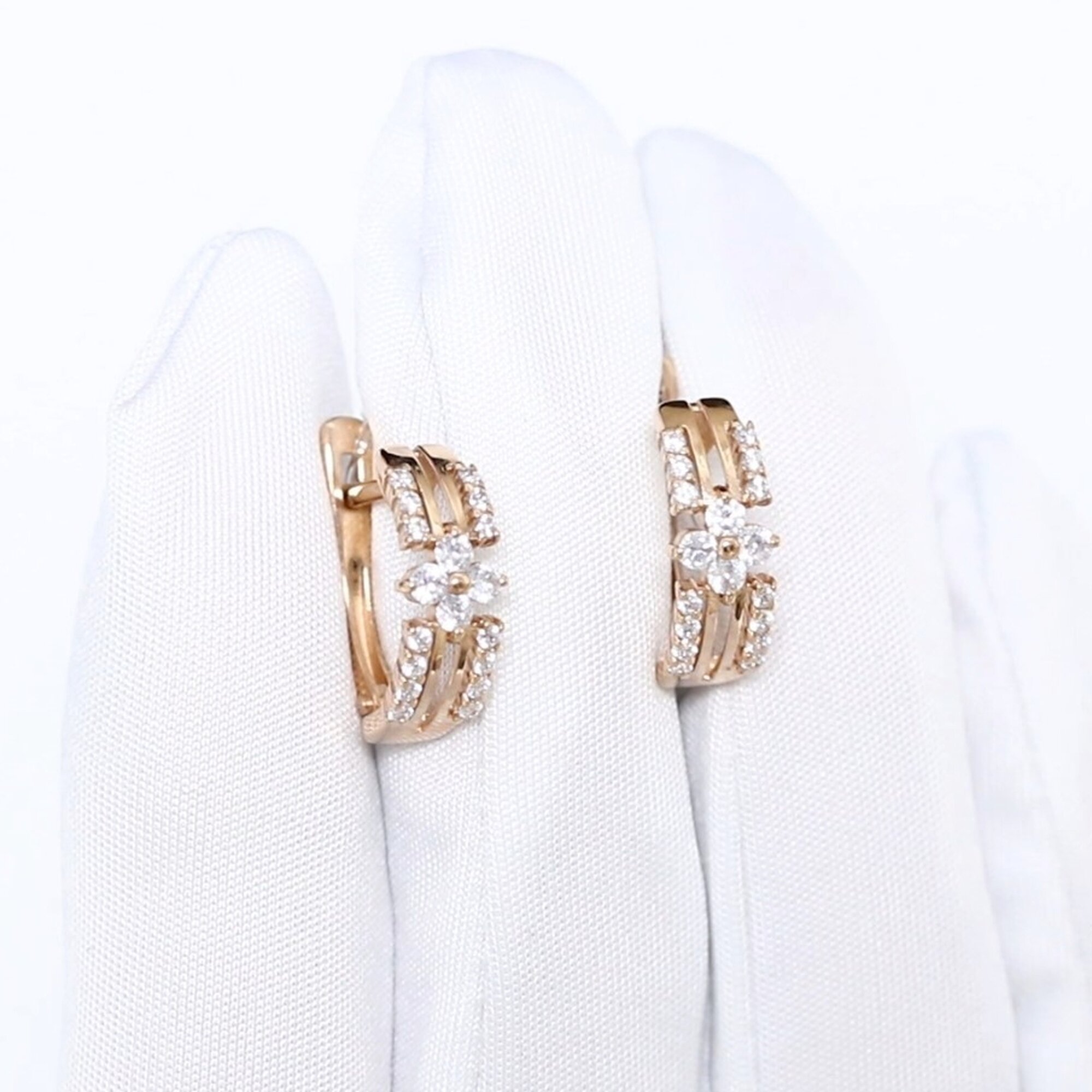 Серьги Diamant online, красное золото, 585 проба, фианит