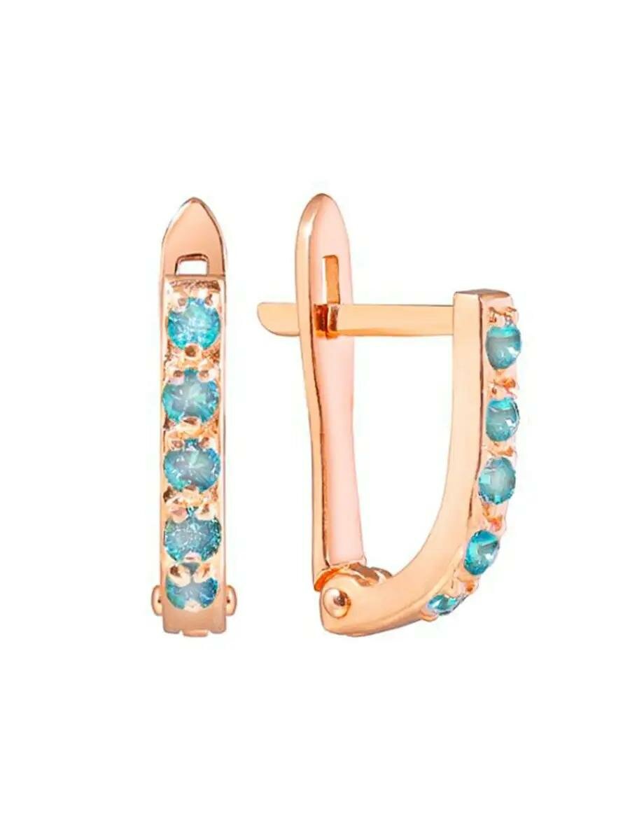 Серьги AZADE, красное золото, 585 проба, фианит, длина 1 см, , красный