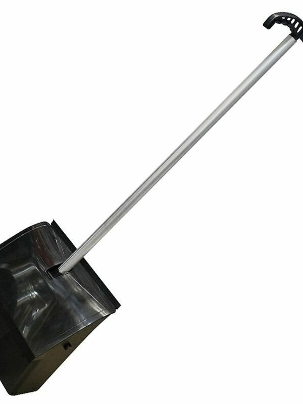 Совок TTS Clip для пола с крышкой и длинной ручкой Flo пластиковый совок с резиновой кромкой, черный, эргономичный — фото 1