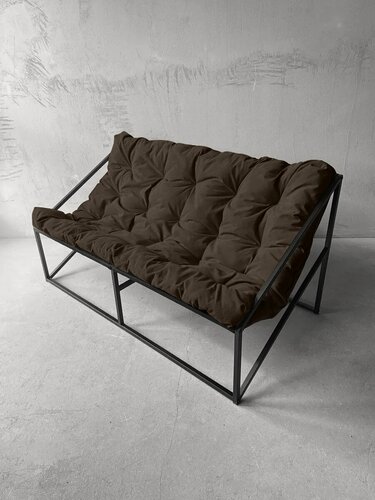 Изображение товара Диван лофт прямой, уличный, в офис, на балкон, на веранду, в гостинную, кухонный, минимализм, Слэш + велюр коричневый