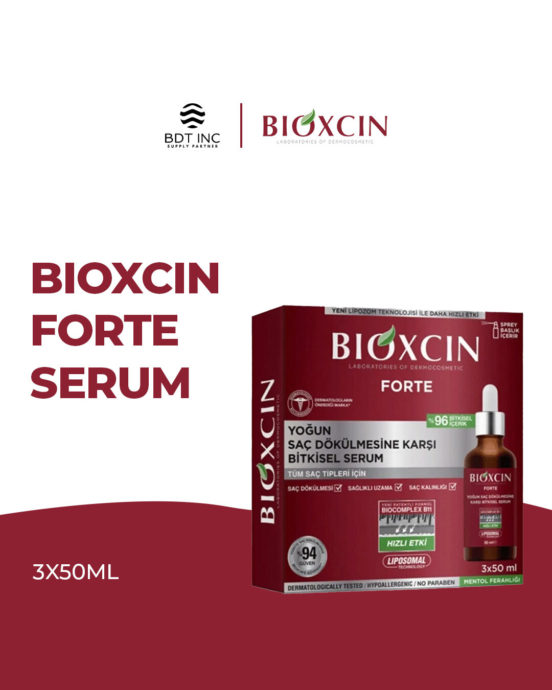 Сыворотка Bioxcin "Forte", против выпадения волос, гипоаллергенная