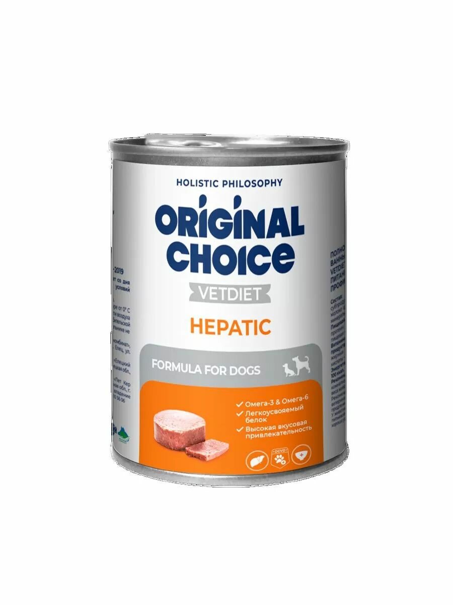 Влажный корм для собак Original Choice Vetdiet Hepatic профилактика болезней печени, упаковка 6шт х 340гр