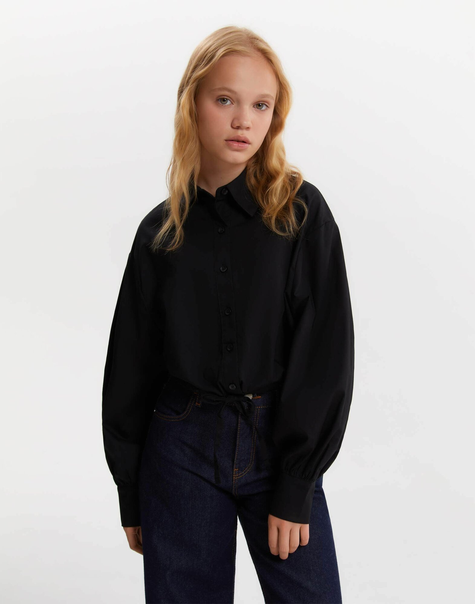 Школьная рубашка Gloria Jeans Back to school, размер 12-13л/158 (38), черный