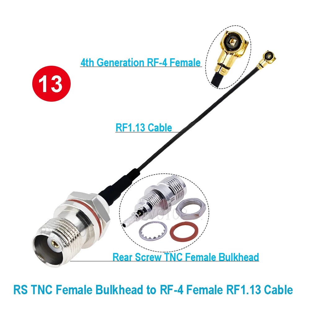 BEVOTOP RF кабель TNC-RF-1/MHF4 10см 20CM, RS TNC F to 4F 1.13