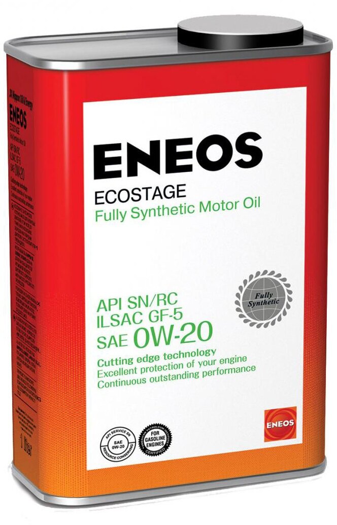 0w-20 ecostage sn 20л (синт. мотор. масло), eneos, 8801252022039