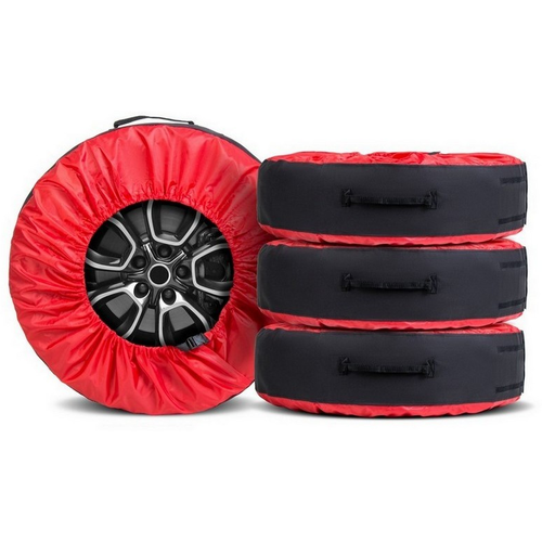 AutoFlex 80401 чехлы для хранения автомобильных колес, 4 штуки, размер от 15 до 20, цвет черный / красный