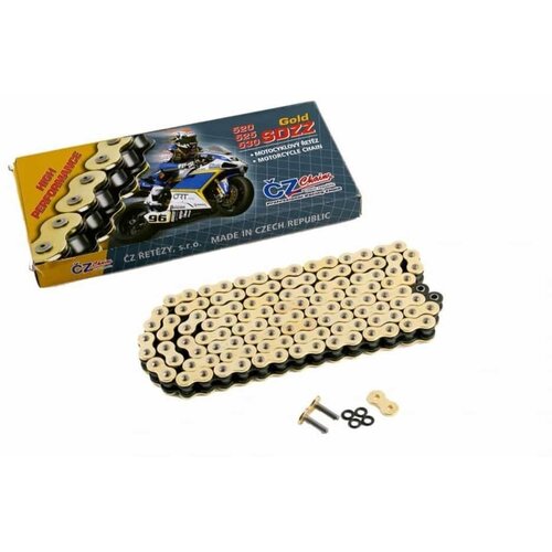 Цепь CZ Chains 525 SDZZ Gold - 118 (Active-Ring, усиленная) цепь привода cz chains 525 dzx 122 active ring