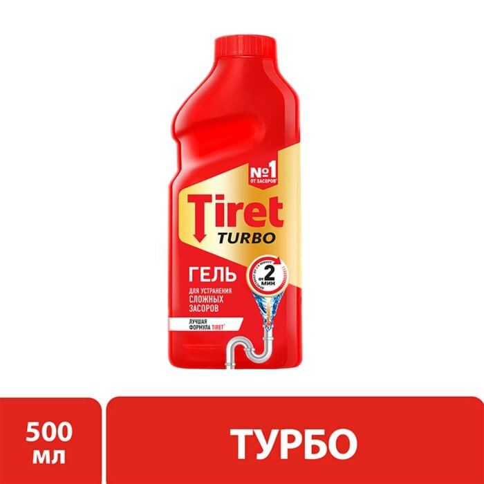 Гель для устранения засоров Tiret Turbo 500мл