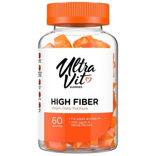 VPlab Ultra Vit High Fiber 60 жевательных таблеток апельсин