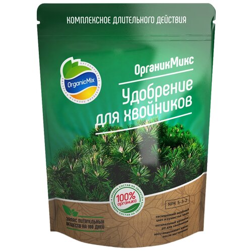Удобрение Organic Mix для хвойных, 0.9 л, 0.85 кг, 1 уп. удобрение корень супер для саженцев и рассады минеральное гранулы 10 г avgust