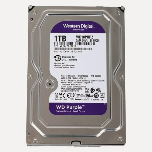 Изображение товара Жесткий диск WD Purple WD10PURZ, 1ТБ, HDD, SATA III, 3.5"