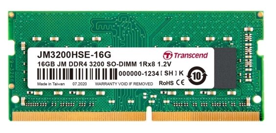 Оперативная память Transcend 16GB JM DDR4 3200 SO-DIMM 1Rx8 2Gx8